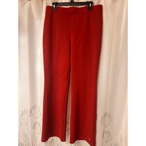 IMAN Global Chic Red Stretch Knit Straight Leg Pull On Pants Womens Large